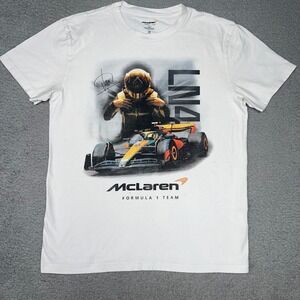 Hollister x McLaren Formula 1 LN4 T Shirt Men's Sz S White Lando Norris Car Tee